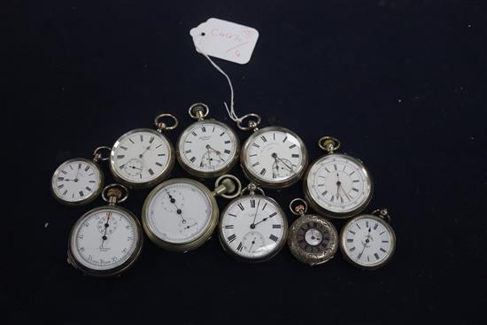 Ten silver pocket watches